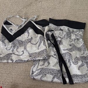 Ann Taylor Black and White Leopard Pajama Set
